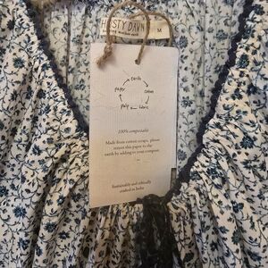 Christy Dawn Cream Midi Dress with Navy Floral Print